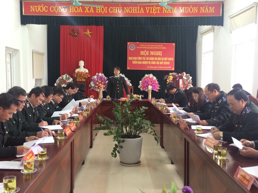 Cục Thi hành án dân sự tỉnh Cao Bằng tổ chức Hội nghị giao ban quý I năm 2018