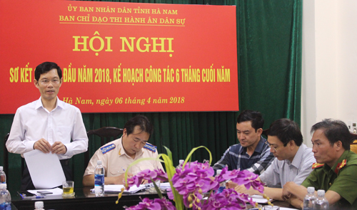 Ban chỉ đạo Thi hành án dân sự tỉnh Hà Nam sơ kết 6 tháng năm 2018