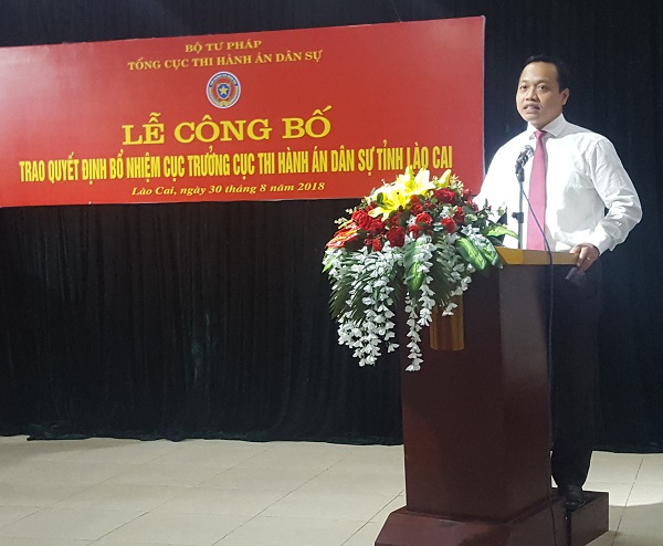 Lễ công bố Quyết định bổ nhiệm Cục trưởng Cục Thi hành án dân sự tỉnh Lào Cai