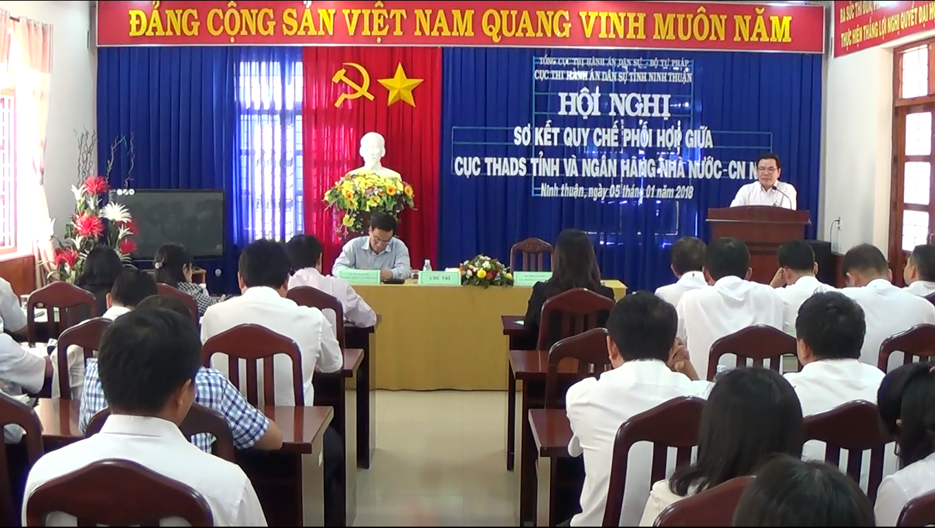 Hội nghị Sơ kết Quy chế phối hợp giữa Cục Thi hành án dân sự tỉnh và Ngân hàng Nhà nước Việt Nam- Chi nhánh Ninh Thuận