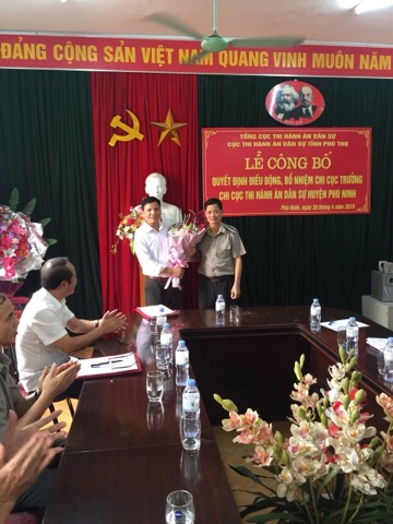 Lễ công bố Quyết định điều động, bổ nhiệm Chi cục trưởng Chi cục Thi hành án dân sự huyện Hạ Hòa, Phù Ninh