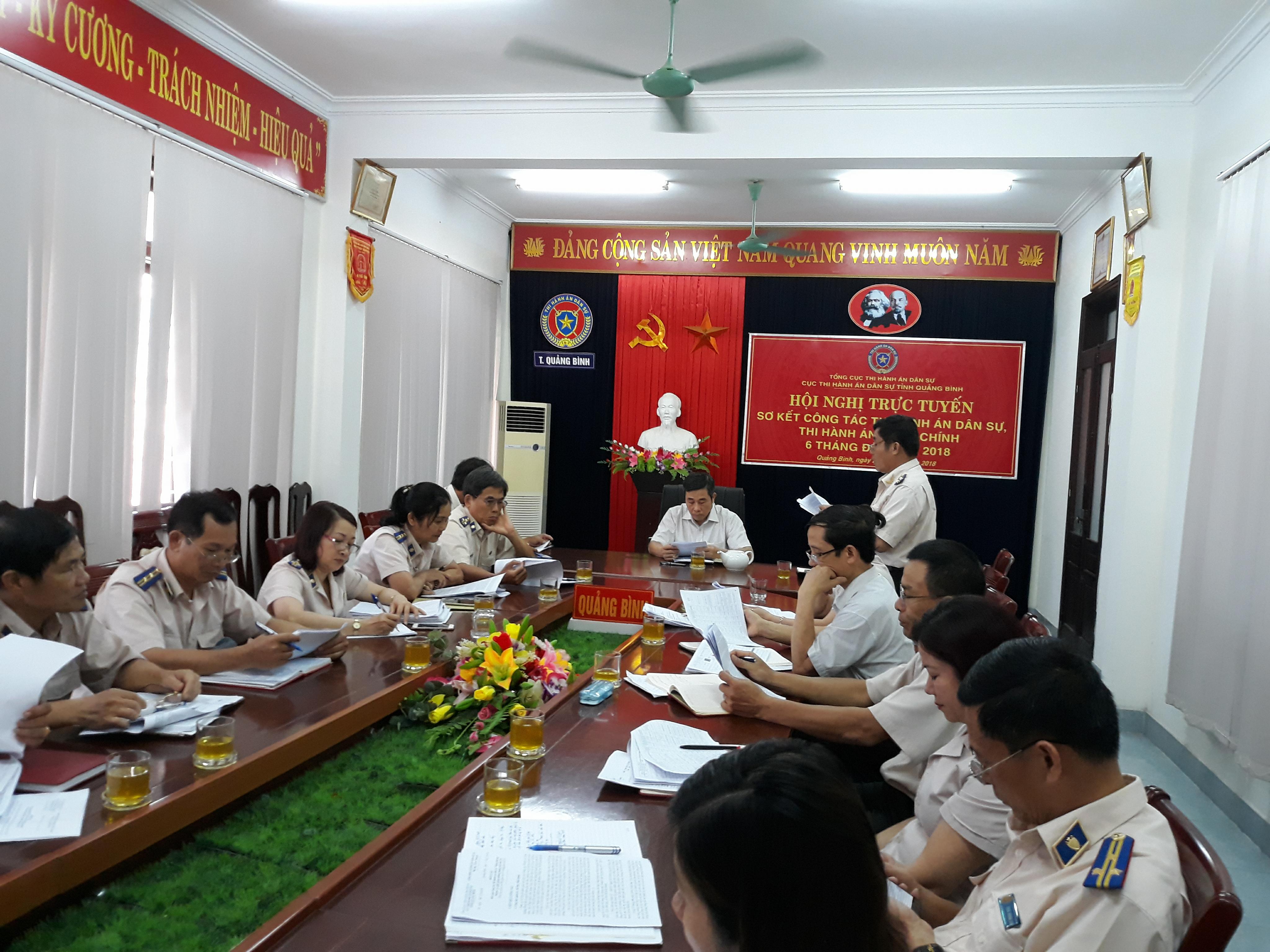 Cục Thi hành án dân sự tỉnh Quảng Bình tổ chức Hội nghị giao ban công tác 7 tháng đầu năm, đề ra nhiệm vụ, giải pháp những tháng cuối năm 2018