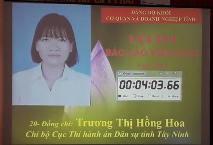 Chi bộ Cục Thi hành án dân sự tỉnh Tây Ninh tham gia cuộc thi Báo cáo viên giỏi
