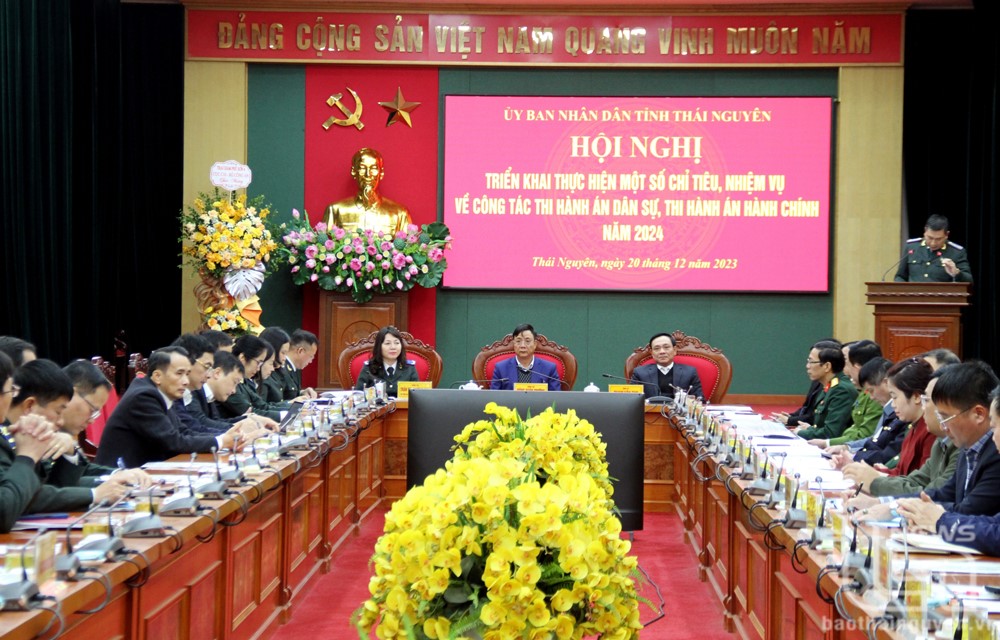 UBND tỉnh Thái Nguyên: Tổ chức Hội nghị triển khai thực hiện một số chỉ tiêu, nhiệm vụ công tác thi hành án dân sự, theo dõi thi hành án hành chính năm 2024