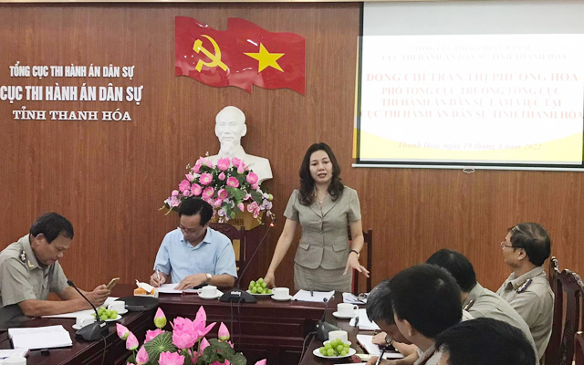 Phó Tổng cục trưởng Trần Thị Phương Hoa làm việc tại Cục THADS tỉnh Thanh Hóa
