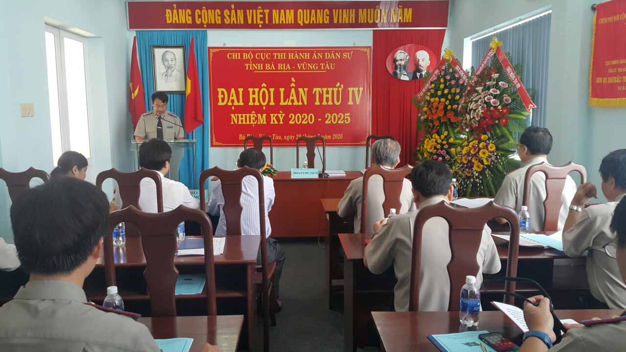 Chi bộ Cục Thi hành án dân sự tỉnh Bà Rịa-Vũng Tàu tổ chức Đại hội Chi bộ nhiệm kỳ 2020-2025
