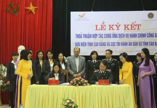 Cục Thi hành án dân sự ký kết Thỏa thuận hợp tác với Bưu điện tỉnh Cao Bằng