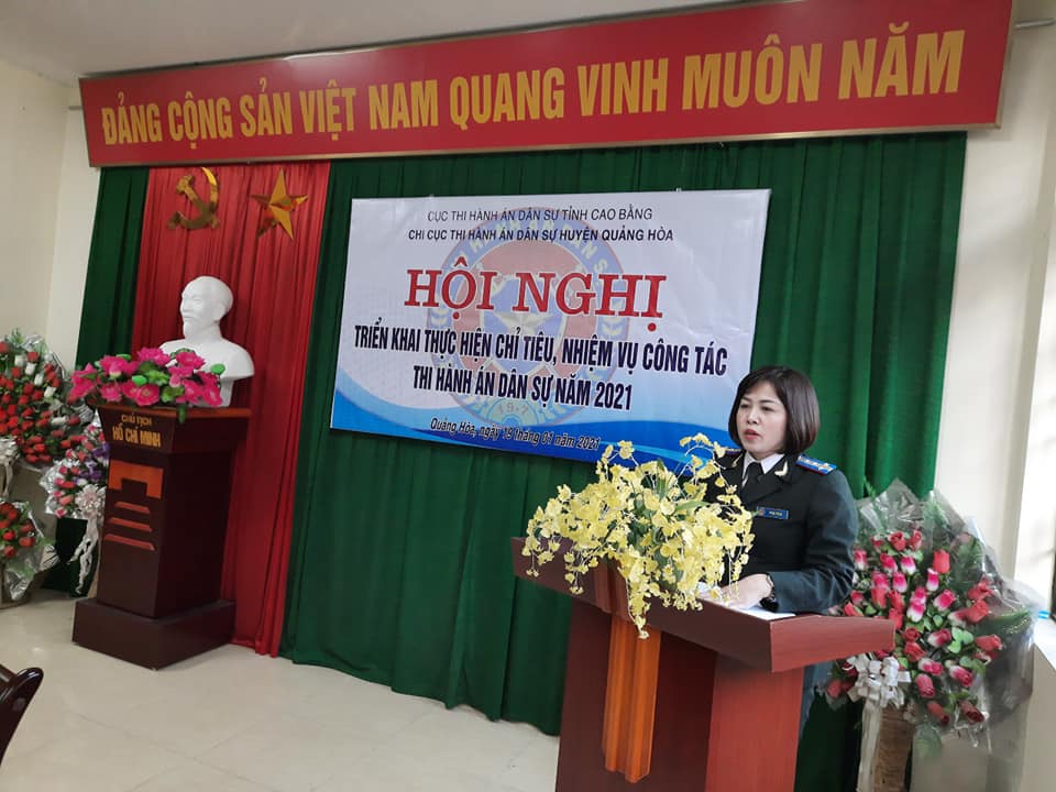 Chi cục Thi hành án dân sự huyện Quảng Hòa tổ chức Hội nghị triển khai công tác thi hành án dân sự năm 2021