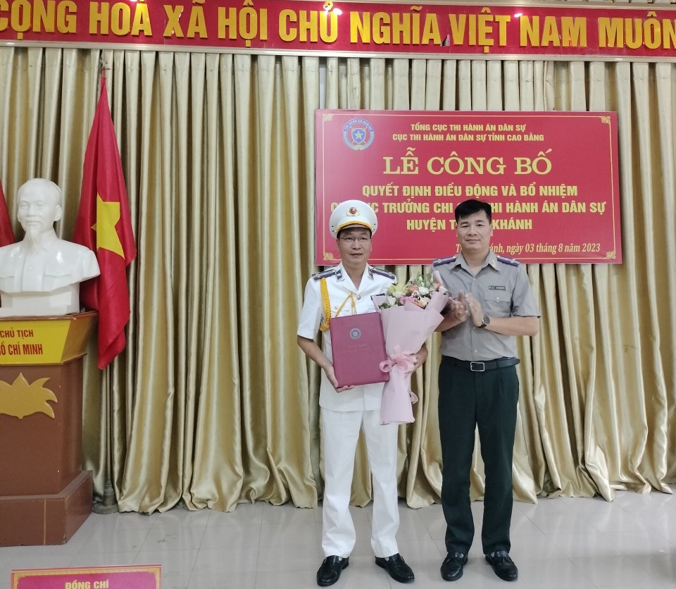 Lễ công bố quyết định điều động và bổ nhiệm Chi cục trưởng Chi cục Thi hành án dân sự huyện Trùng Khánh