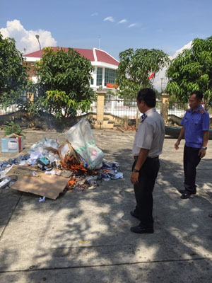 Chi cục Thi hành án dân sự huyện Tam Nông tổ chức tiêu hủy vật chứng
