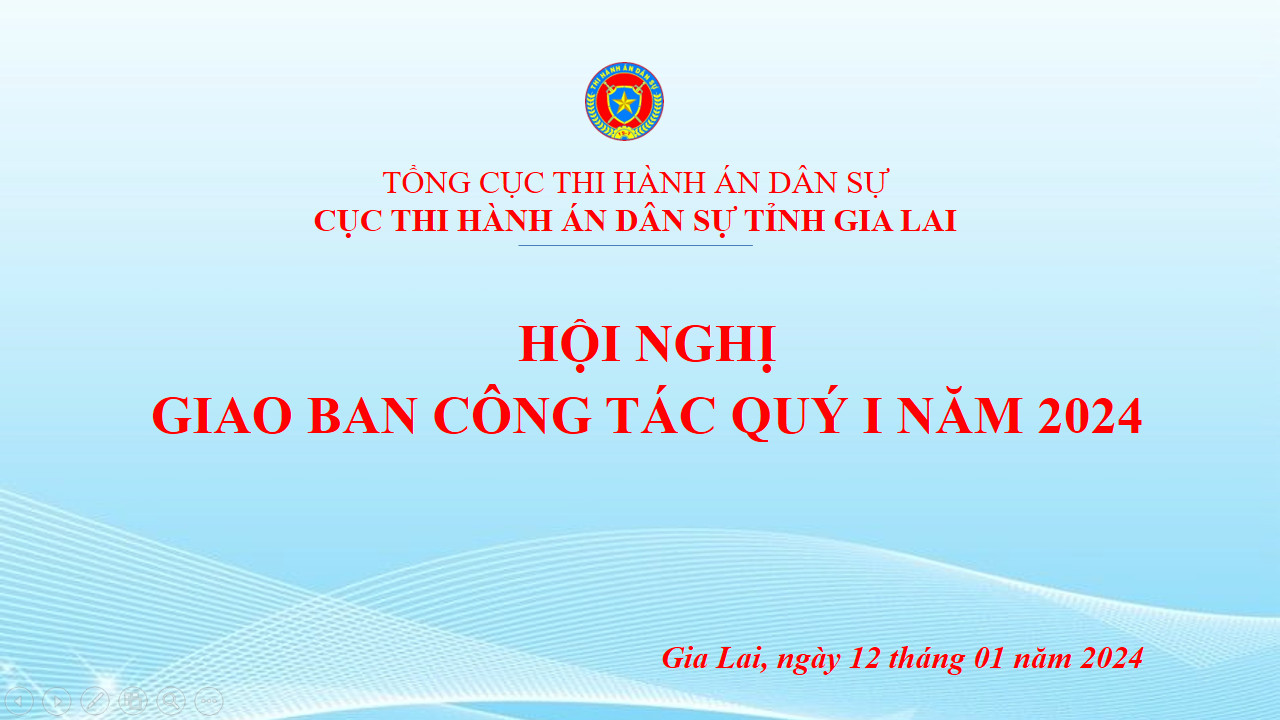 Cục Thi hành án dân sự tỉnh Gia Lai tổ chức Hội nghị giao ban, sơ kết công tác THADS, theo dõi THAHC 3 tháng đầu năm, triển khai một số nhiệm vụ trọng tâm 9 tháng năm 2024