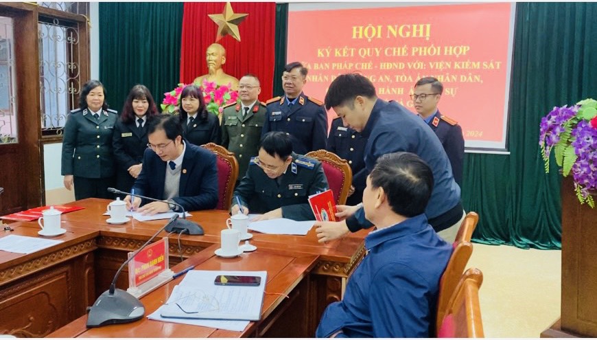 Hội nghị ký quy chế phối hợp giữa Ban pháp chế HĐND TP khóa XXIII và Chi cục Thi hành án dân sự thành phố Hà Giang