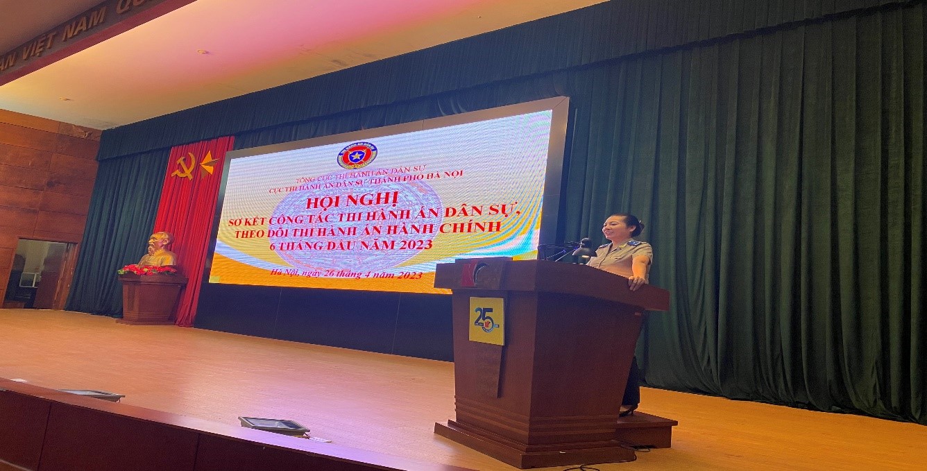 Cục Thi hành án dân sự (THADS) thành phố Hà Nội tổ chức Hội nghị sơ kết công tác THADS, theo dõi thi hành án hành chính (THAHC) 06 tháng đầu năm 2023