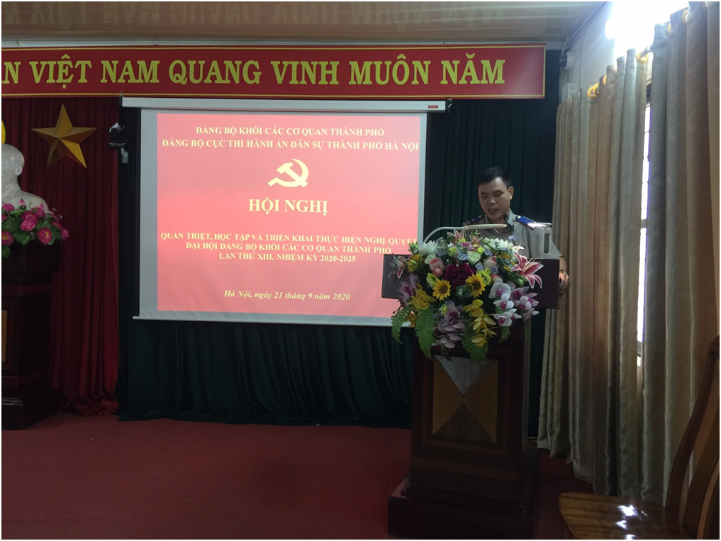 Đảng ủy Cục Thi hành án dân sự thành phố Hà Nội tổ chức Hội nghị quán triệt, học tập và triển khai thực hiện Nghị quyết Đại hội Đảng bộ khối các cơ quan Thành phố lần thứ XIII, nhiệm kỳ 2020-2025