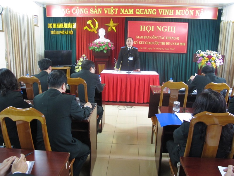 Cục Thi hành án dân sự thành phố Hà Nội tổ chức Hội nghị giao ban tháng 02 và ký kết giao ước thi đua năm 2018
