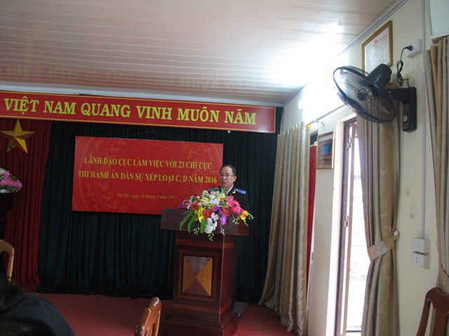 Lãnh đạo Cục THADS thành phố Hà Nội làm việc  với 23 Chi cục xếp hạng C, D năm 2016