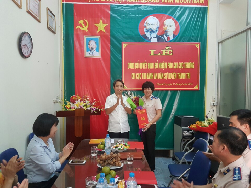 Lễ công bố Quyết định bổ nhiệm Phó Chi cục trưởng Chi cục Thi hành án dân sự huyện Thanh Trì