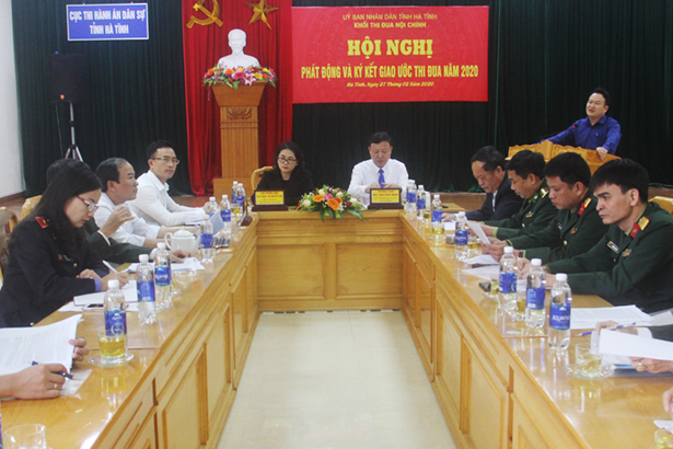 Cục Thi hành án dân sự tỉnh Hà Tĩnh tổ chức Hội nghị phát động và ký kết Giao ước thi đua năm 2020 của  Khối Nội Chính tỉnh Hà Tĩnh