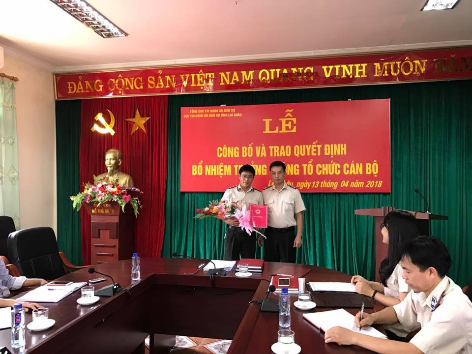 Lễ công bố quyết định bổ nhiệm Trưởng phòng Tổ chức cán bộ Cục Thi hành án dân sự tỉnh Lai Châu