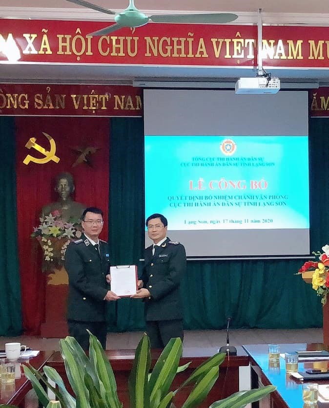 Công bố Quyết định bổ nhiệm Chánh Văn phòng Cục Thi hành án dân sự tỉnh Lạng Sơn
