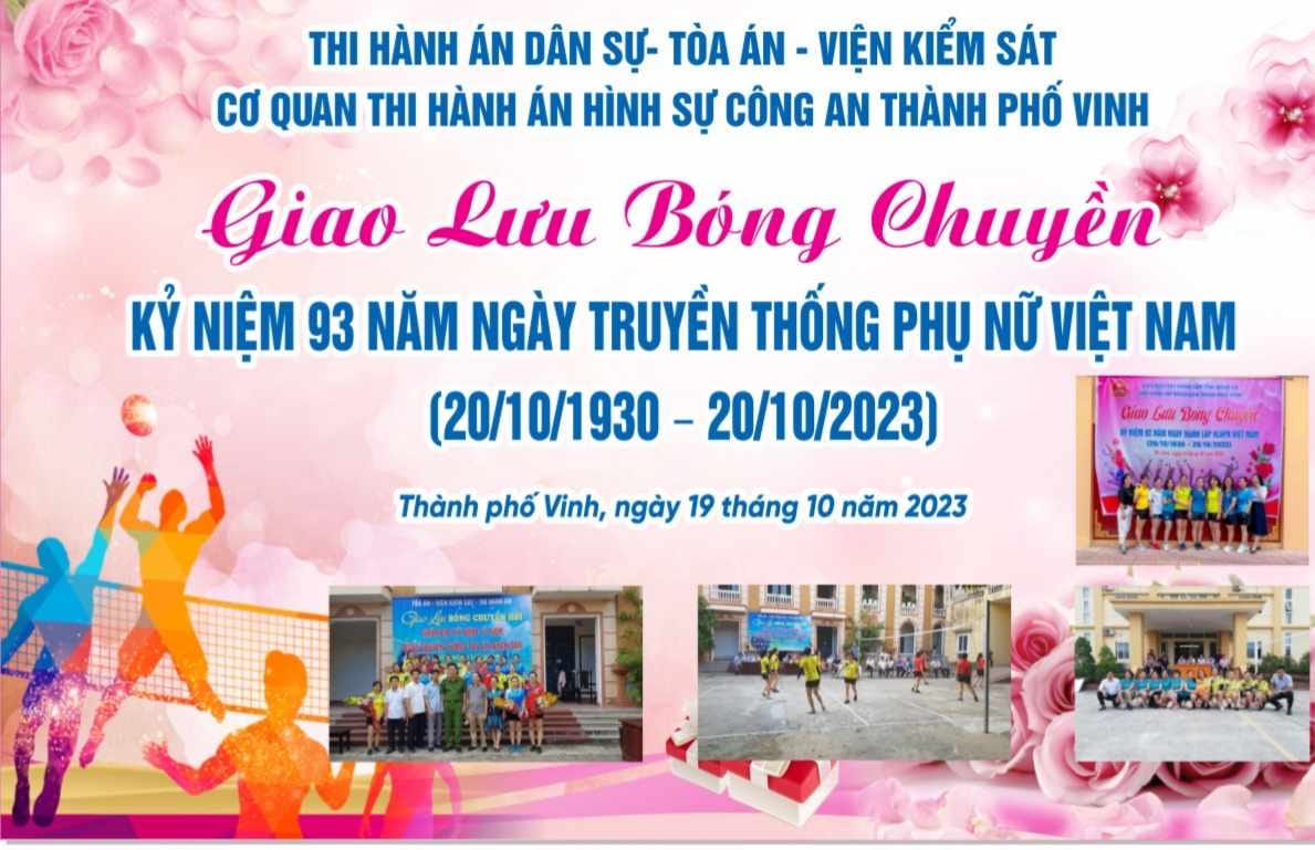 Công đoàn khối nội chính thành phố Vinh giao lưu bóng chuyền hơi chào mừng kỷ niệm 93 năm Ngày thành lập Hội Liên hiệp phụ nữ Việt Nam 20/10