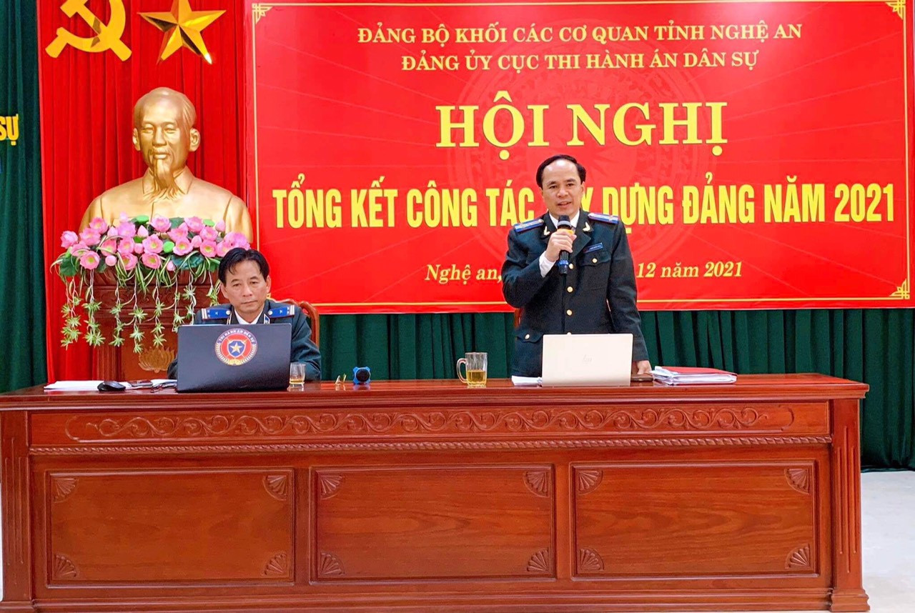 Đảng bộ Cục Thi hành án dân sự tỉnh Nghệ An tổ chức Hội nghị Tổng kết công tác xây dựng Đảng năm 2021.