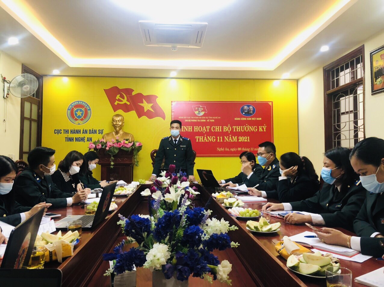Sinh hoạt mẫu buổi sinh hoạt định kỳ tháng 11/2021 của Chi bộ Tài chính - Kế toán thuộc Đảng ủy Cục THADS tỉnh Nghệ An