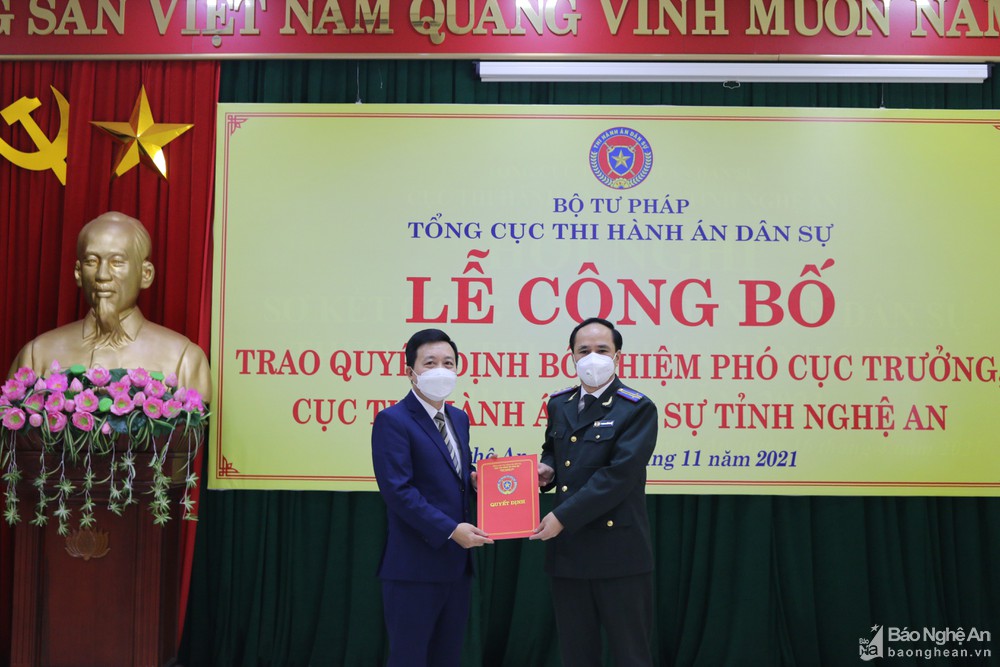 Công bố quyết định bổ nhiệm Phó Cục trưởng Cục Thi hành án dân sự tỉnh Nghệ An