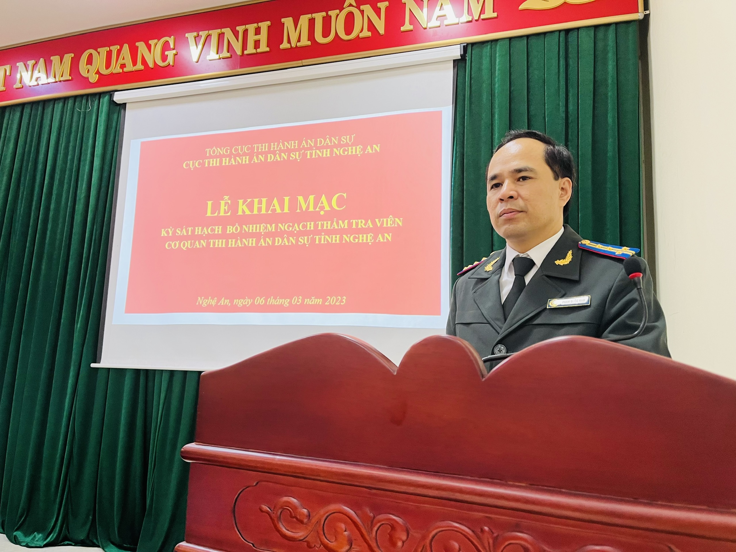 Cục Thi hành án dân sự tỉnh Nghệ An: Tổ chức kỳ thi kiểm tra, sát hạch bổ nhiệm ngạch Thẩm tra viên năm 2023