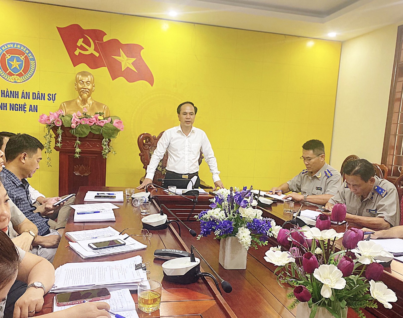 Đảng uỷ Cục THADS tỉnh Nghệ An tổ chức  làm việc với các tổ chức đoàn thể định kỳ 6 tháng đầu năm 2023.