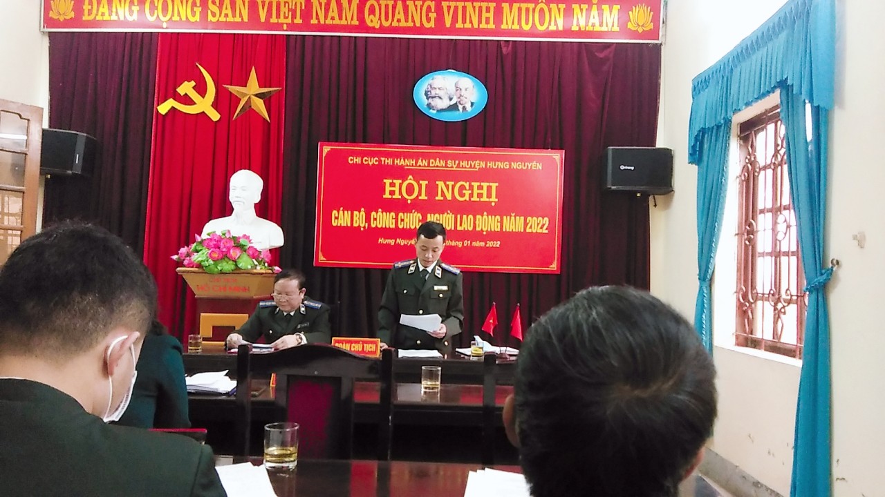 Chi cục Thi hành án dân sự huyện Hưng Nguyên đạt chỉ tiêu trong thực hiện Phong trào thi đua cao điểm chào mừng 76 năm Ngày truyền thống Thi hành án dân sự (19/7/1946 – 19/7/2022)