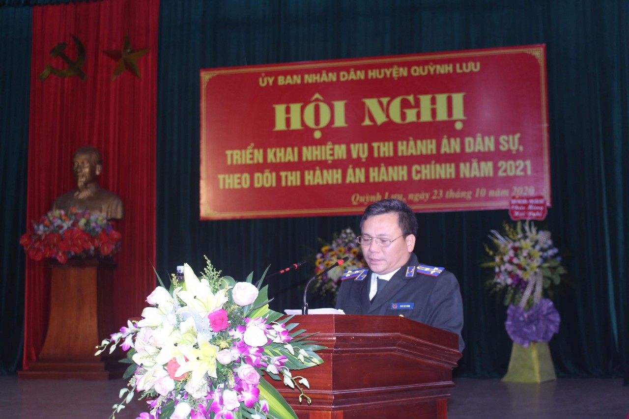 Ủy ban nhân dân huyện Quỳnh Lưu, tỉnh Nghệ An tổ chức Hội nghị triển khai nhiệm vụ thi hành án dân sự, theo dõi thi hành án hành chính năm 2021