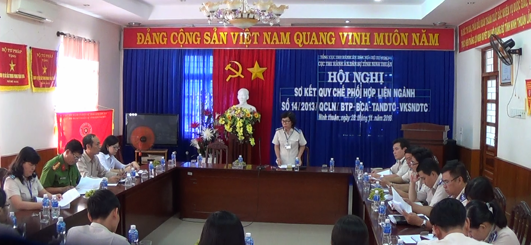 Cục  Thi hành án dân sự tỉnh Ninh Thuận tổ chức Hội nghị sơ kết Quy chế phối hợp số 14/2013/QCLN/BTP-BCA-TANDTC-VKSNDTC