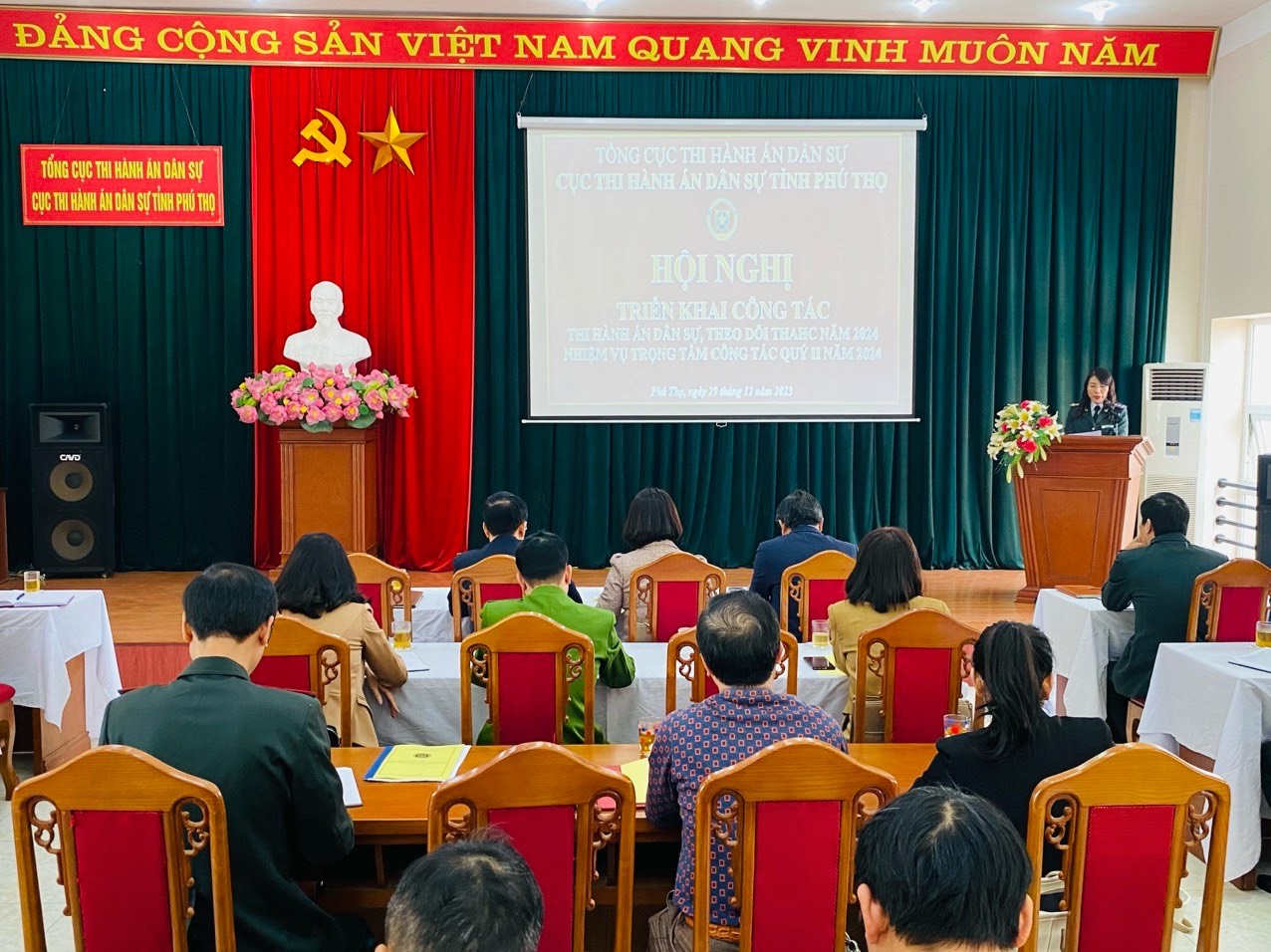 Cục Thi hành án dân sự tỉnh Phú Thọ tổ chức Hội nghị triển khai công tác Thi hành án dân sự, theo dõi Thi hành án Hành chính năm 2024 và nhiệm vụ trọng tâm công tác Quý II năm 2024