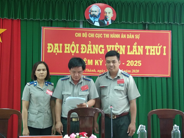 Chi bộ Chi cục Thi hành án dân sự huyện Châu Thành tổ chức Đại hội đảng viên lần thứ I, nhiệm kỳ 2020 – 2025.