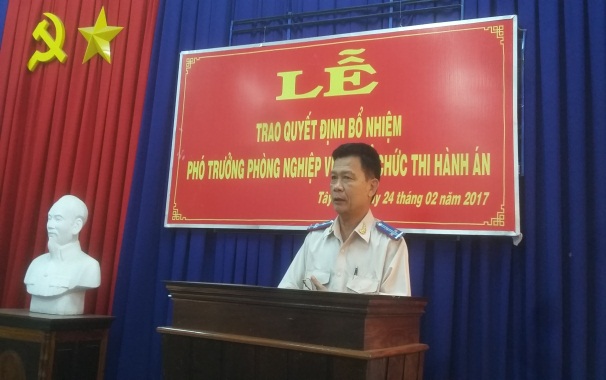 Công bố và trao Quyết định bổ nhiệm Phó trưởng Phòng Nghiệp vụ và Tổ chức Thi hành án; Phó Chi cục trưởng Chi cục THADS huyện Tân Châu, tỉnh Tây Ninh