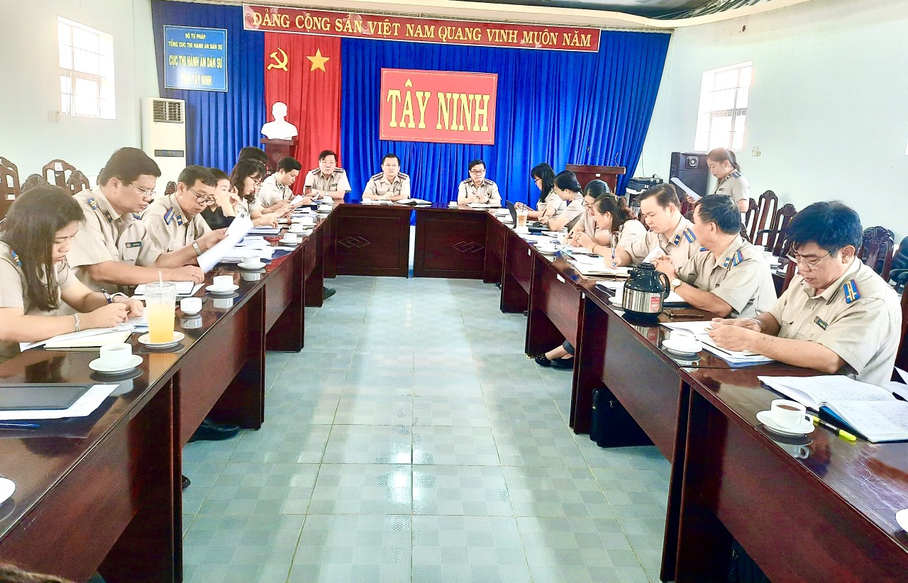 Cục Thi hành án dân sự tỉnh Tây Ninh tổ chức hội nghị giao ban công tác thi hành án dân sự, theo dõi thi hành án hành chính quý I/2024