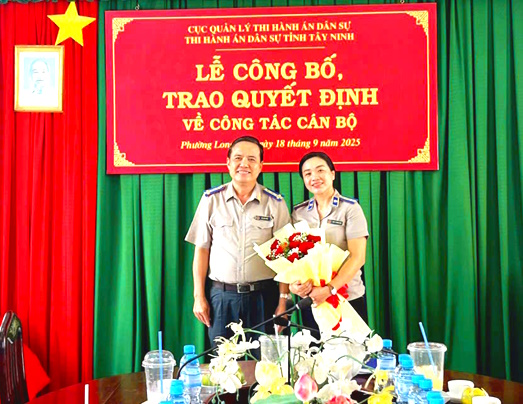 THADS tỉnh Tây Ninh tổ chức Lễ công bố và trao Quyết định bổ nhiệm Phó trưởng phòng Phòng Thi hành án dân sự khu vực 1