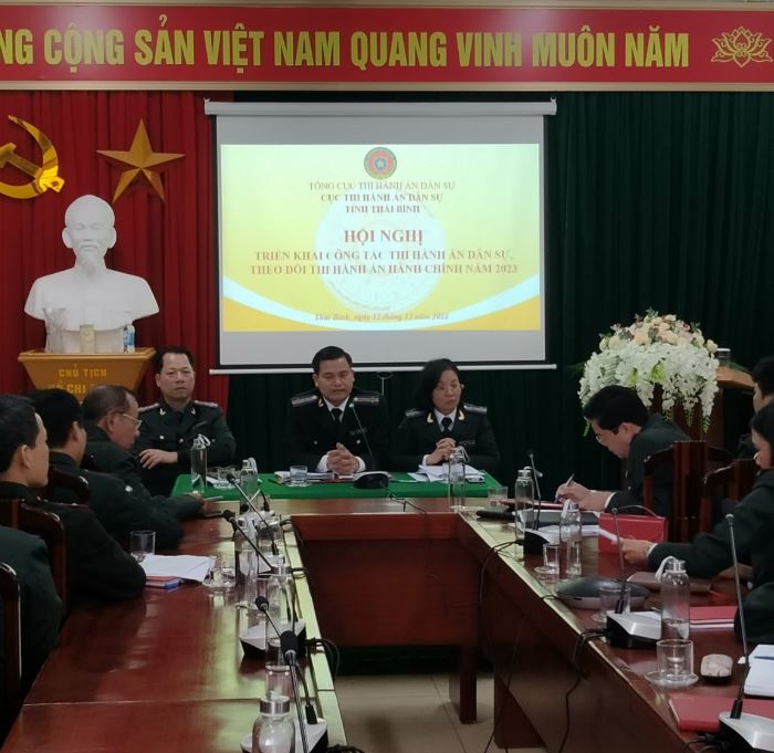 Cục Thi hành án dân sự tỉnh Thái Bình tổ chức Hội nghị triển triển khai công tác THADS, theo dõi THAHC năm 2023