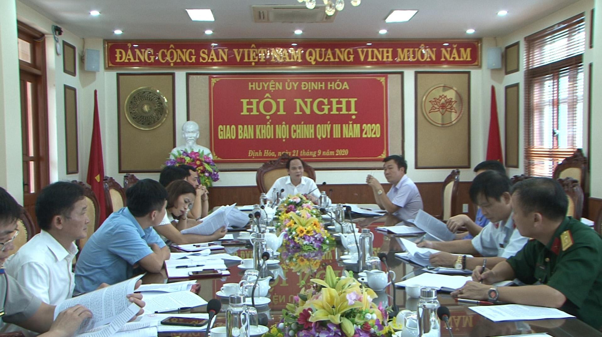 Huyện Định Hóa họp giao ban công tác Nội chính quý III năm 2020