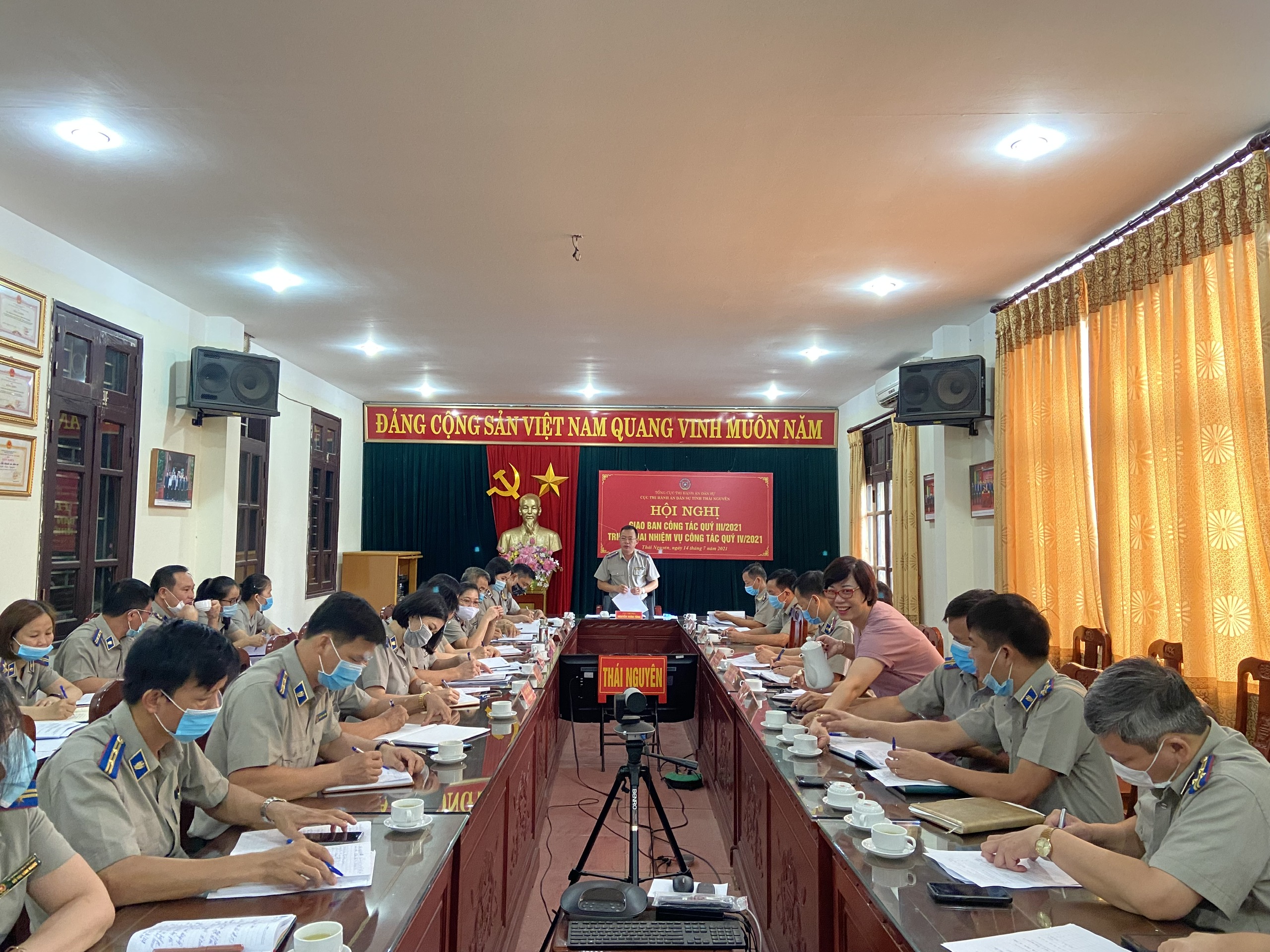 Cục THADS tỉnh Thái Nguyên tổ chức Hội nghị Giao ban công tác thi hành án dân sự, theo dõi thi hành án hành chính Quý III/2021