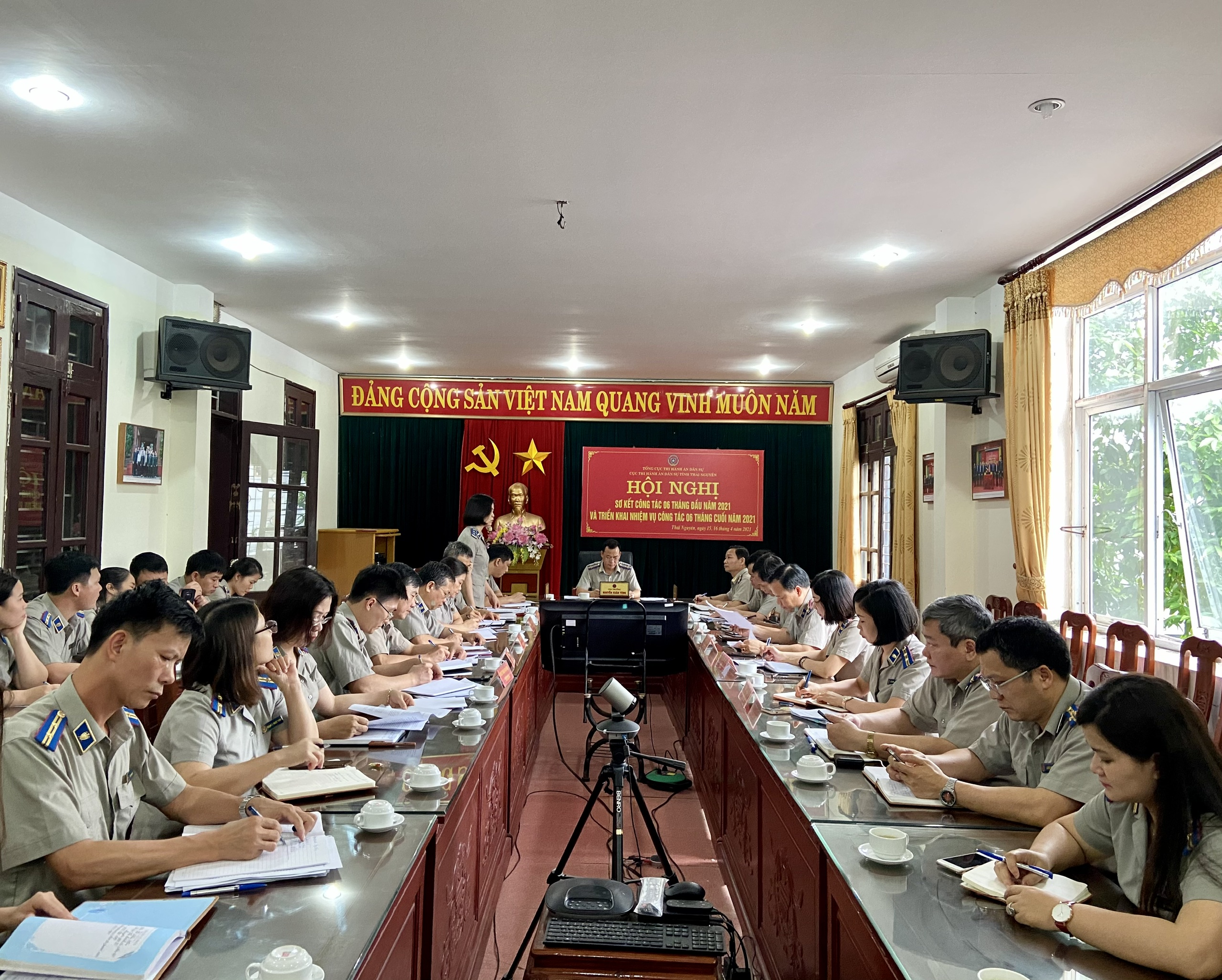 Cục THADS tỉnh Thái Nguyên tổ chức Hội nghị sơ kết công tác thi hành án dân sự, theo dõi thi hành án hành chính 6 tháng đầu năm 2021