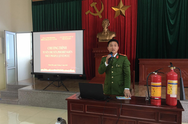 Tuyên truyền, phổ biến kiến thức pháp luật về PCCC năm 2020 tại Cục THADS tỉnh Thanh Hóa