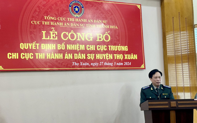 Lễ công bố Quyết định bổ nhiệm chức vụ Chi cục trưởng Chi cục THADS huyện Thọ Xuân