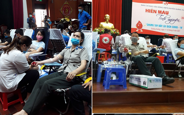 Cán bộ, công chức, người lao động Chi cục THADS huyện Quảng Xương tham gia hiến máu tình nguyện năm 2021