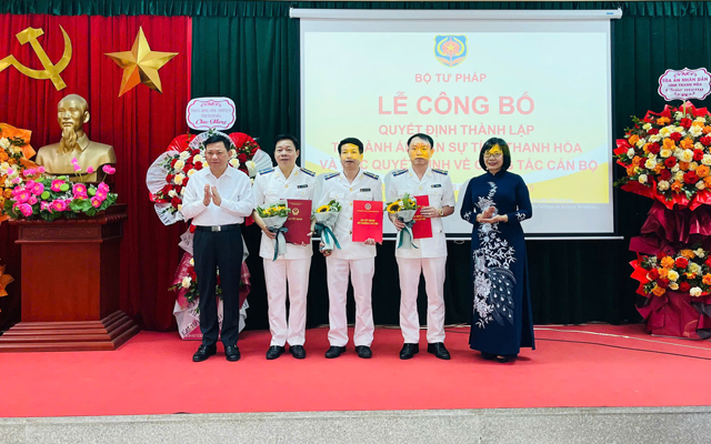 Lễ công bố quyết định thành lập Thi hành án dân sự tỉnh Thanh Hóa và các quyết định về công tác cán bộ