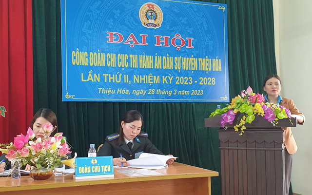 Đại hội Công đoàn Chi cục THADS huyện Thiệu Hóa lần thứ II, nhiệm kỳ 2023-2028