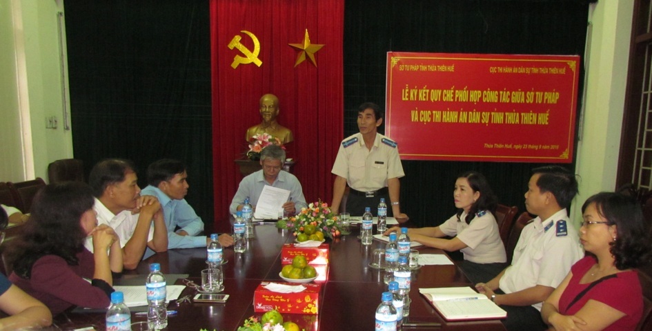 Cục Thi hành án dân sự và Sở Tư pháp tỉnh Thừa Thiên Huế tổ chức Lễ ký kết Quy chế phối hợp công tác