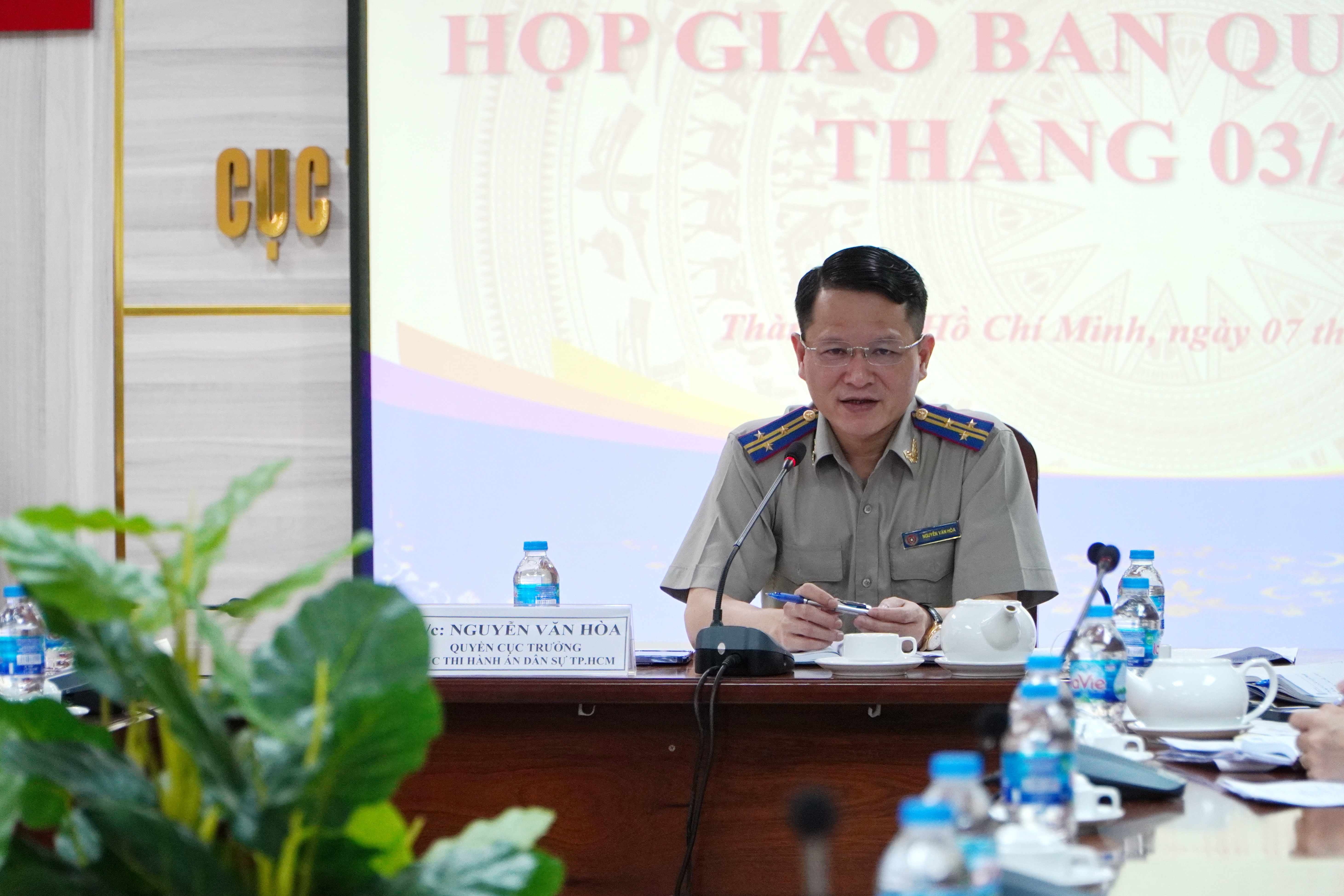 Quyền Cục trưởng Nguyễn Văn Hòa phát biểu tại cuộc Họp giao ban quận huyện tháng 3/2022