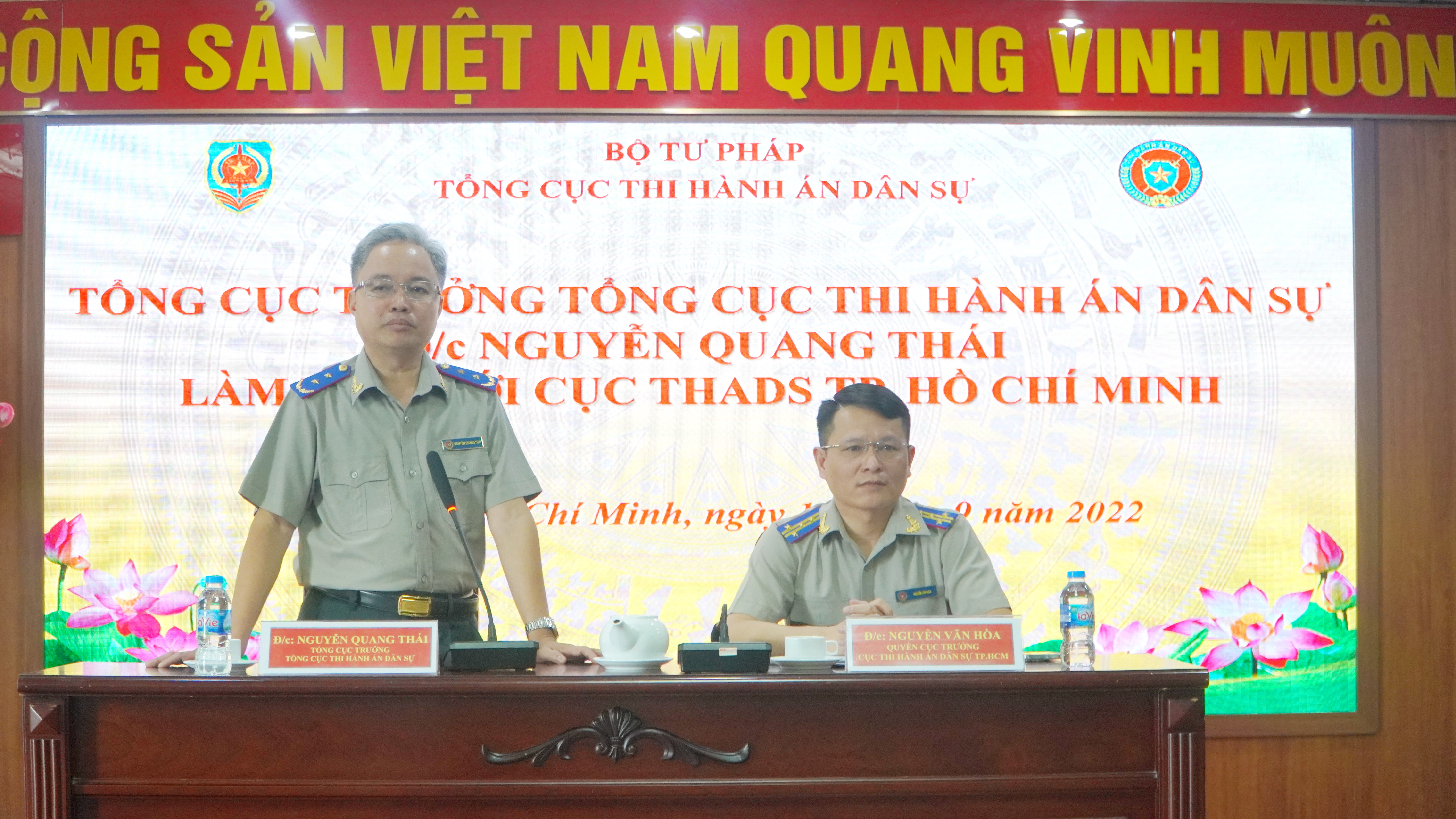 Tổng Cục trưởng Tổng cục THADS Nguyễn Quang Thái làm việc với các cơ quan THADS Thành phố Hồ Chí Minh